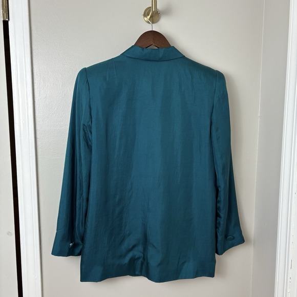 Vintage Evan Picone Silk Teal Green Blazer Lined  Single Breasted Sz 10 Petites‎ - Picture 7 of 15